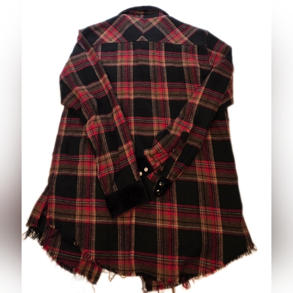 ORO Made In Los Angeles Red Plaid Shirt, Side Zip Pockets, Unisex Xl Wom, MED M - Picture 8 of 13